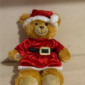 Festive Red Teddy Bear with Santa Outfit with drawstring bag - BUILD-A-BEAR
